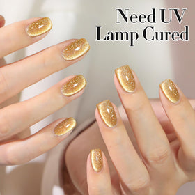 Double Rhythm Cat Eye Gel Polish 15ml Light Gold with applicator
