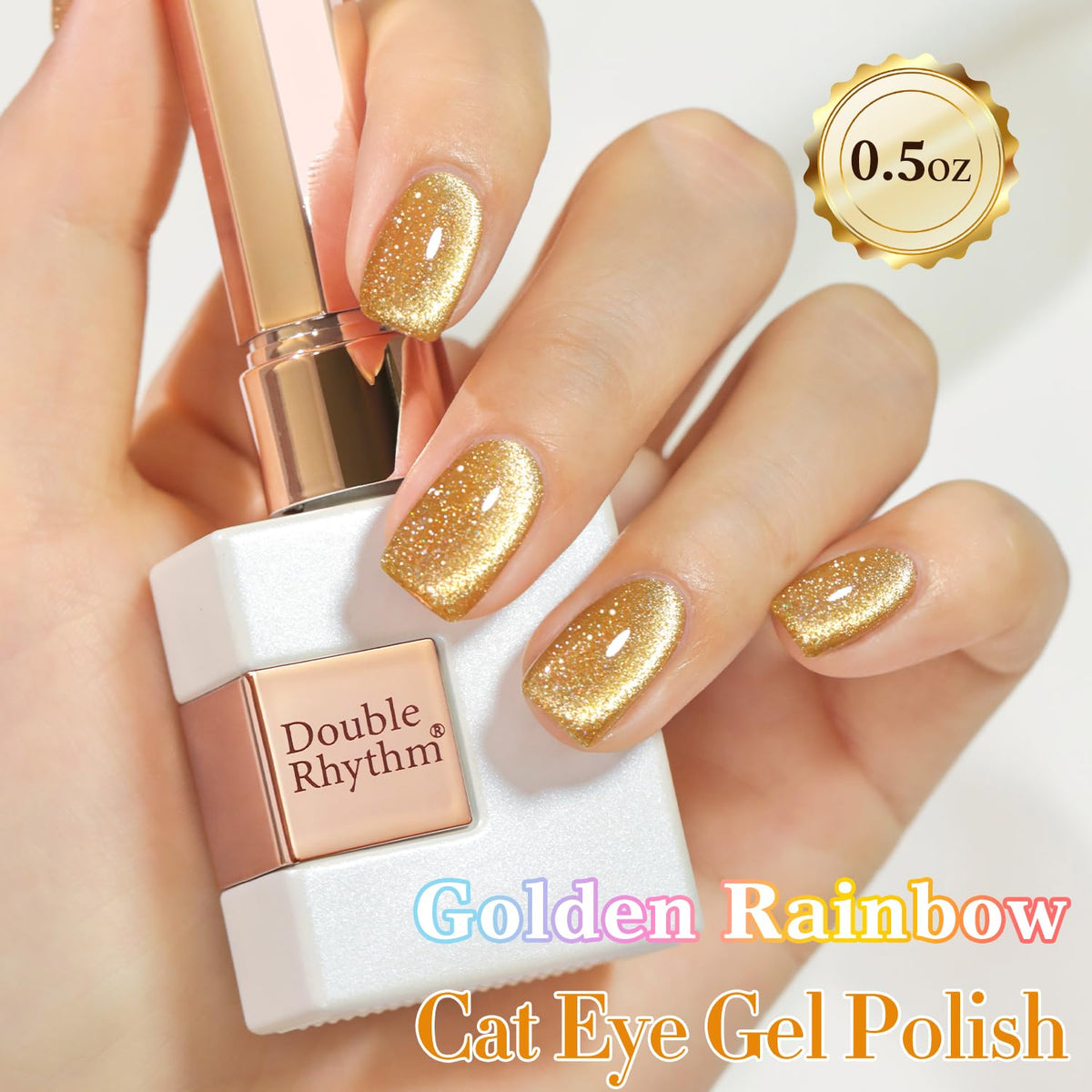 Double Rhythm Cat Eye Gel Polish 15ml Light Gold with other nail art tools
