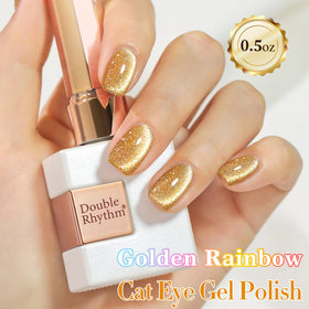 Double Rhythm Cat Eye Gel Polish 15ml Light Gold with other nail art tools