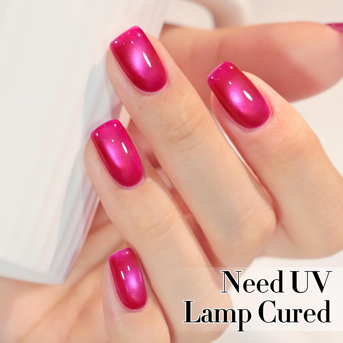 Double Rhythm Cat Eye Gel Polish 15ML Magenta applied on nails