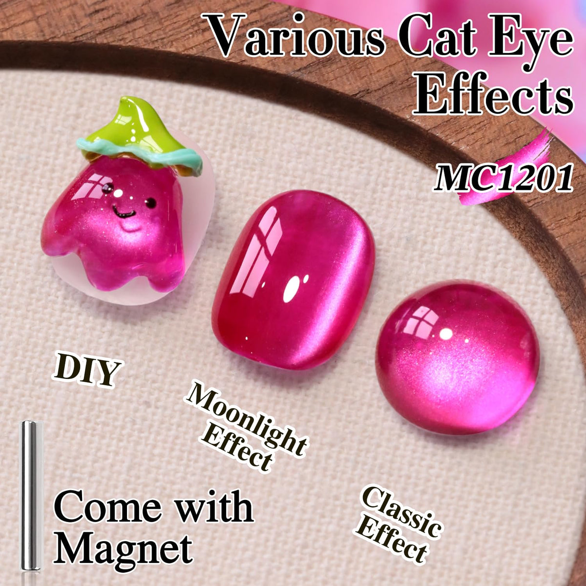 Double Rhythm Cat Eye Gel Polish 15ML Magenta bottle with cap