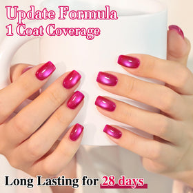 Double Rhythm Cat Eye Gel Polish 15ML Magenta in a nail art setup