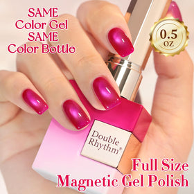 Double Rhythm Cat Eye Gel Polish 15ML Magenta with holographic glitter