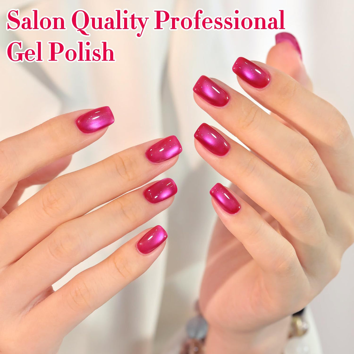 Double Rhythm Cat Eye Gel Polish 15ML Magenta with LED lamp