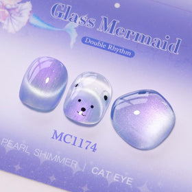 Double Rhythm Cat Eye Gel Polish 15ml Mermaid Blue applied on nails