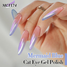 Double Rhythm Cat Eye Gel Polish 15ml Mermaid Blue bottle with holographic shimmer