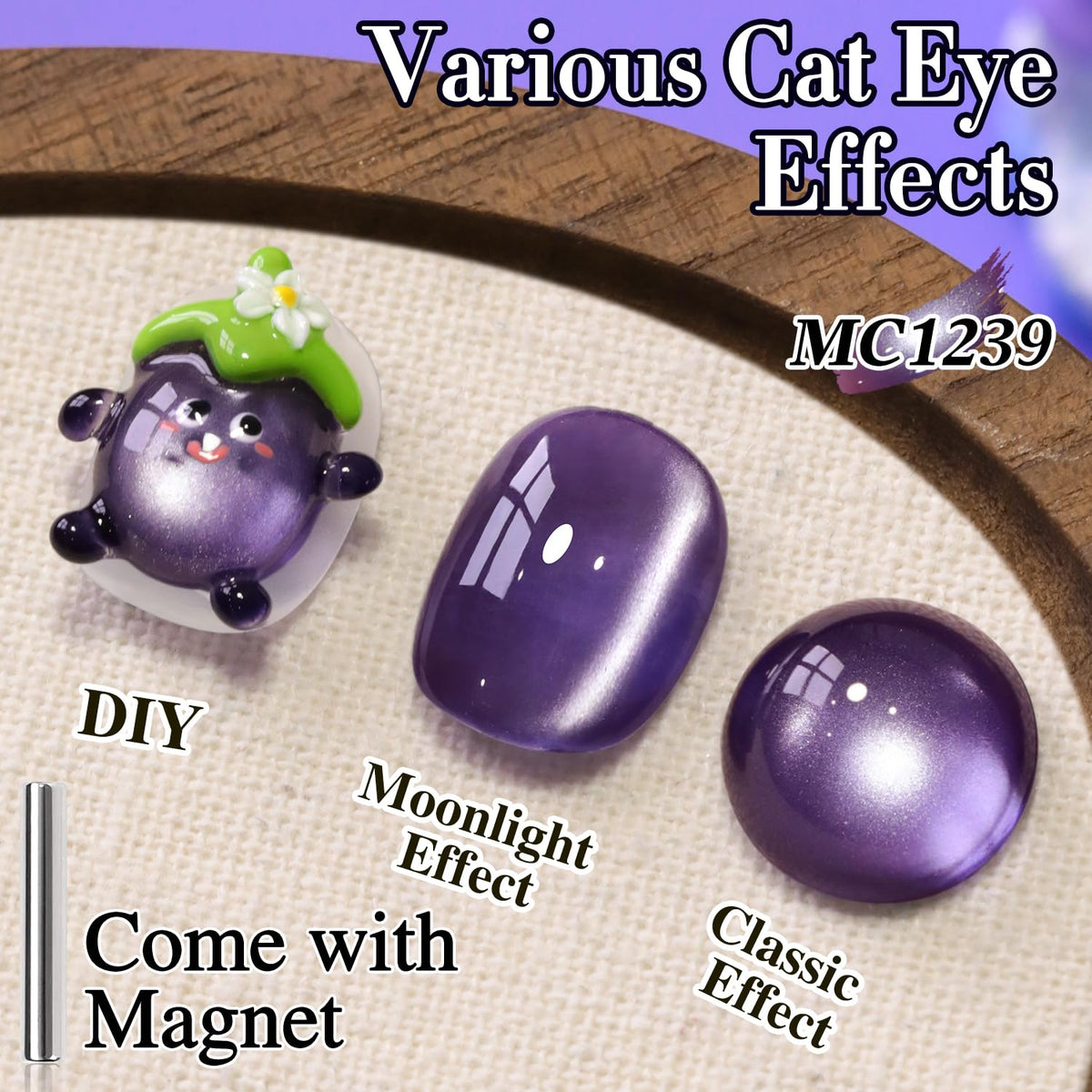 Double Rhythm Cat Eye Gel Polish 15ML Midnight Purple bottle side view
