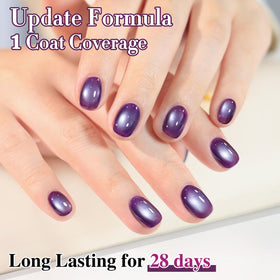 Double Rhythm Cat Eye Gel Polish 15ML Midnight Purple with glitter effect
