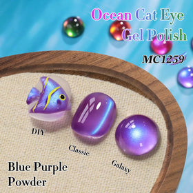 Double Rhythm Cat Eye Gel Polish 15ml navy blue applied on nails