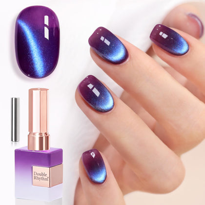 Double Rhythm Cat Eye Gel Polish 15ML navy purple bottle front view