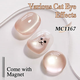 Double Rhythm Cat Eye Gel Polish 15ml Nude-MC1167 with applicator brush