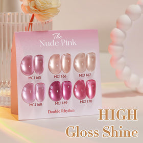 Double Rhythm Cat Eye Gel Polish 15ml Nude-MC1167 with LED lamp