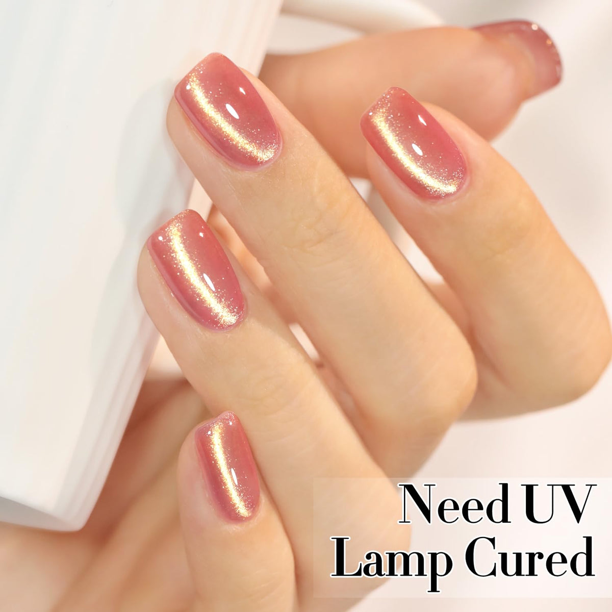 Double Rhythm Cat Eye Gel Polish 15ML Peach Pink Gold with colour swatches