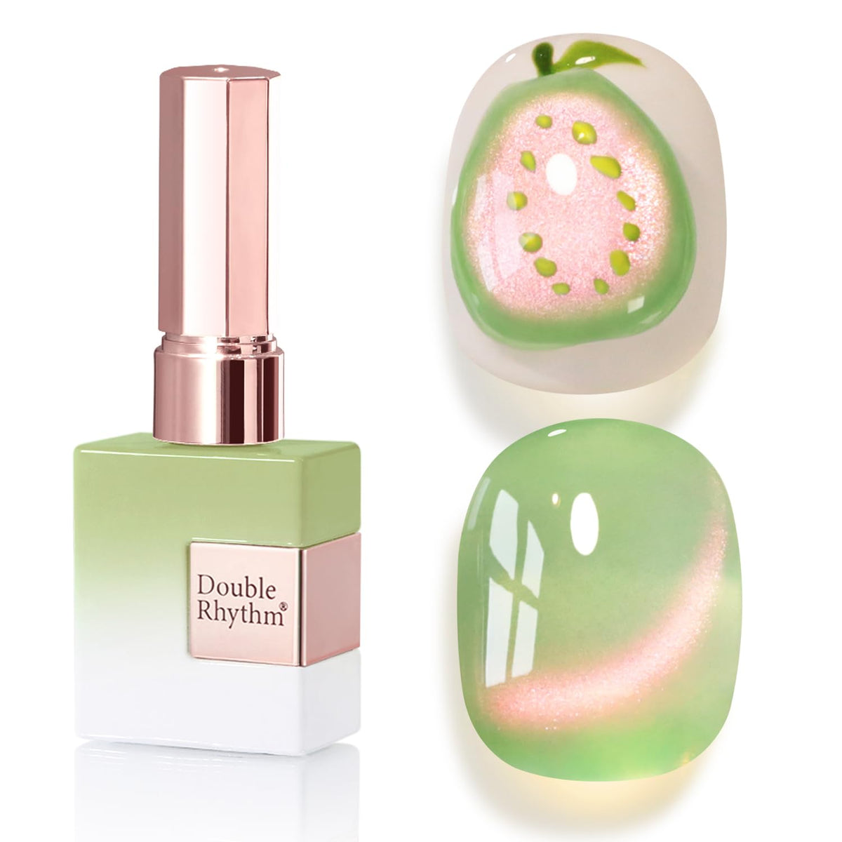 Double Rhythm Cat Eye Gel Polish 15ml pink green front view