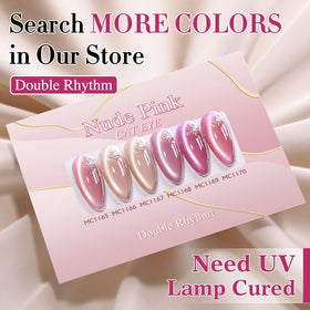 Double Rhythm Cat Eye Gel Polish 15ml purple pink with LED lamp