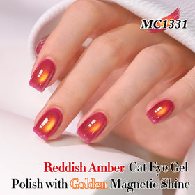 Double Rhythm Cat Eye Gel Polish 15ml Red Amber bottle with magnet