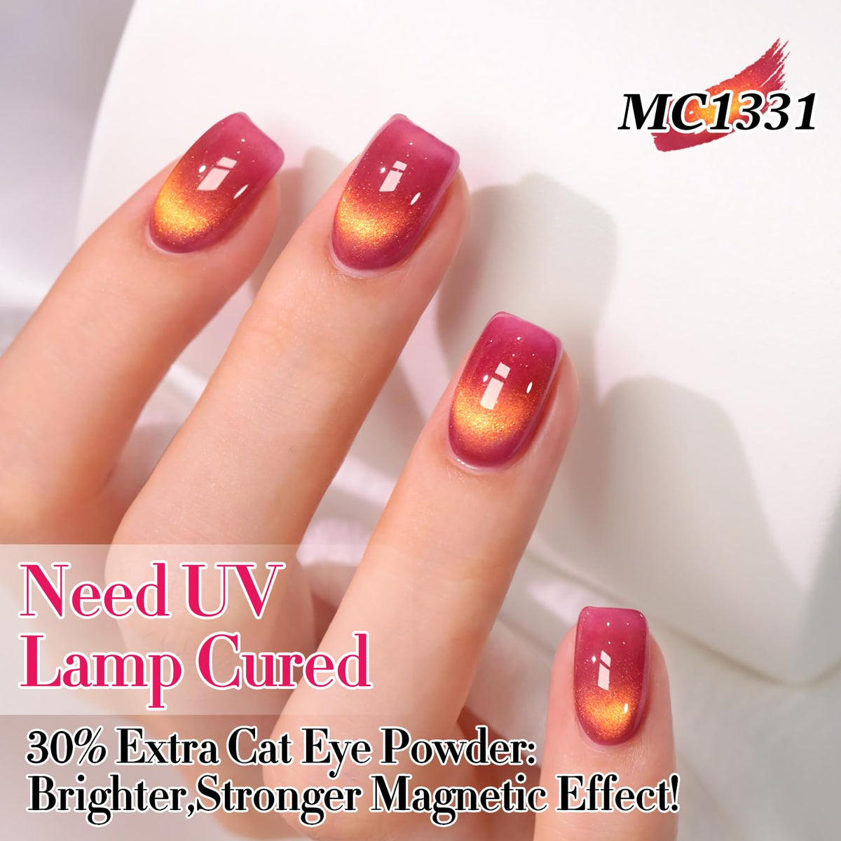 Double Rhythm Cat Eye Gel Polish 15ml Red Amber with base colours