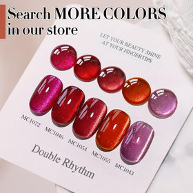 Double Rhythm Cat Eye Gel Polish 15ml Red-MC1055 with base coat