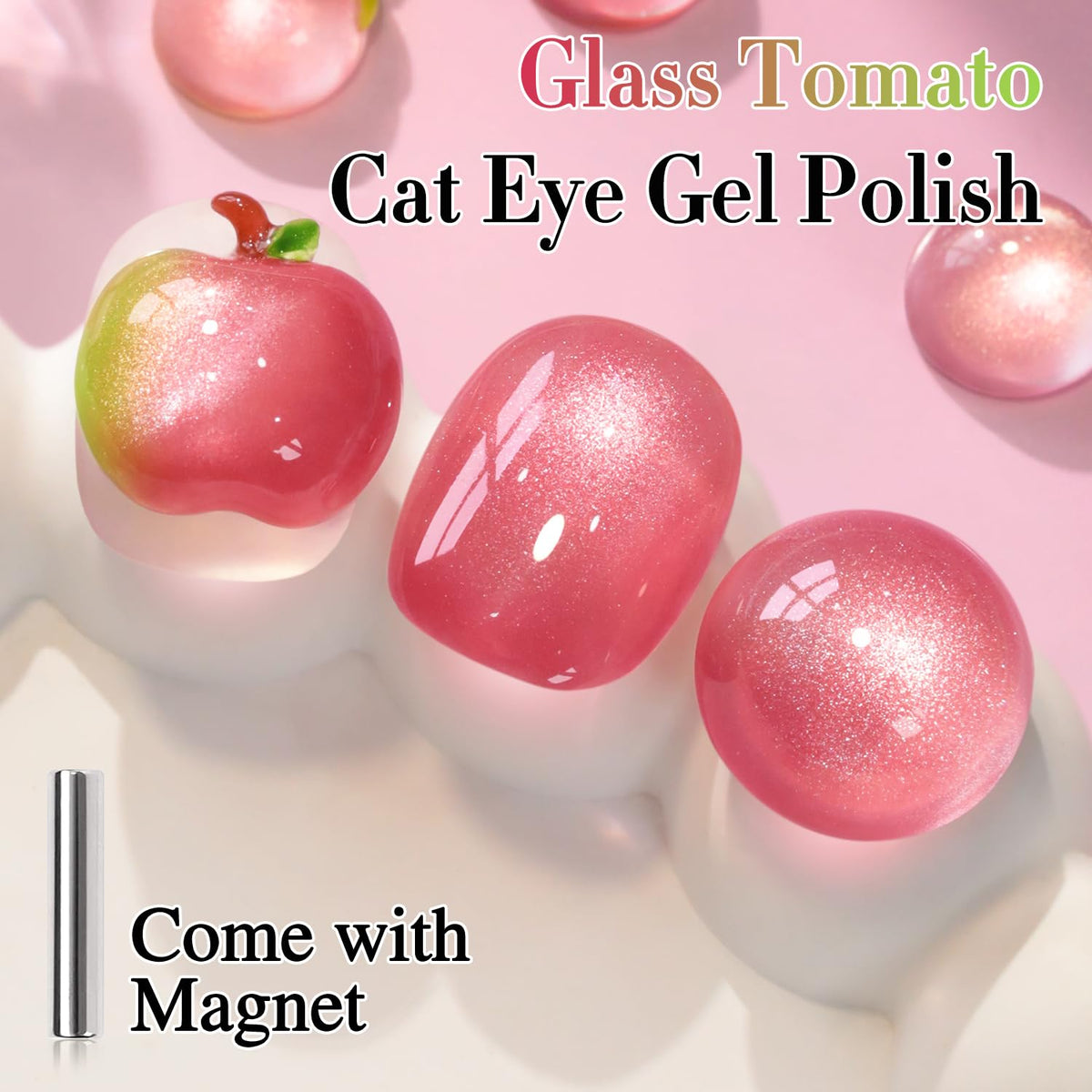 Double Rhythm Cat Eye Gel Polish 15ml Red Pink bottle with cap