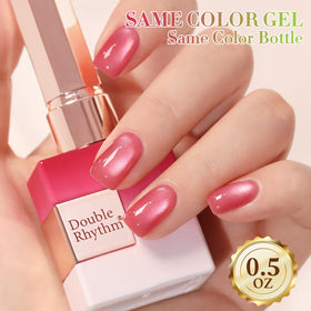 Double Rhythm Cat Eye Gel Polish 15ml Red Pink with UV lamp