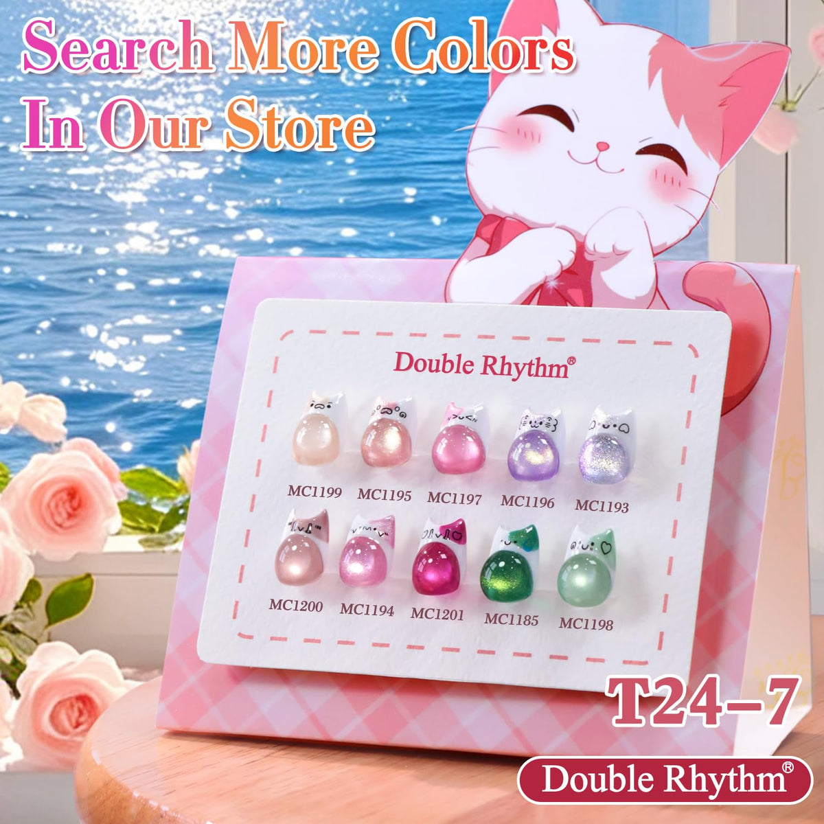 Double Rhythm Cat Eye Gel Polish 15ML Rose Nude with nail art tools