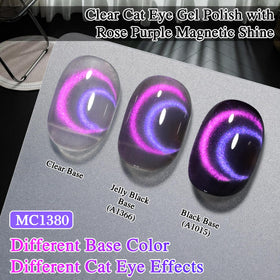 Double Rhythm Cat Eye Gel Polish 15ML Rose Purple with holographic shimmer