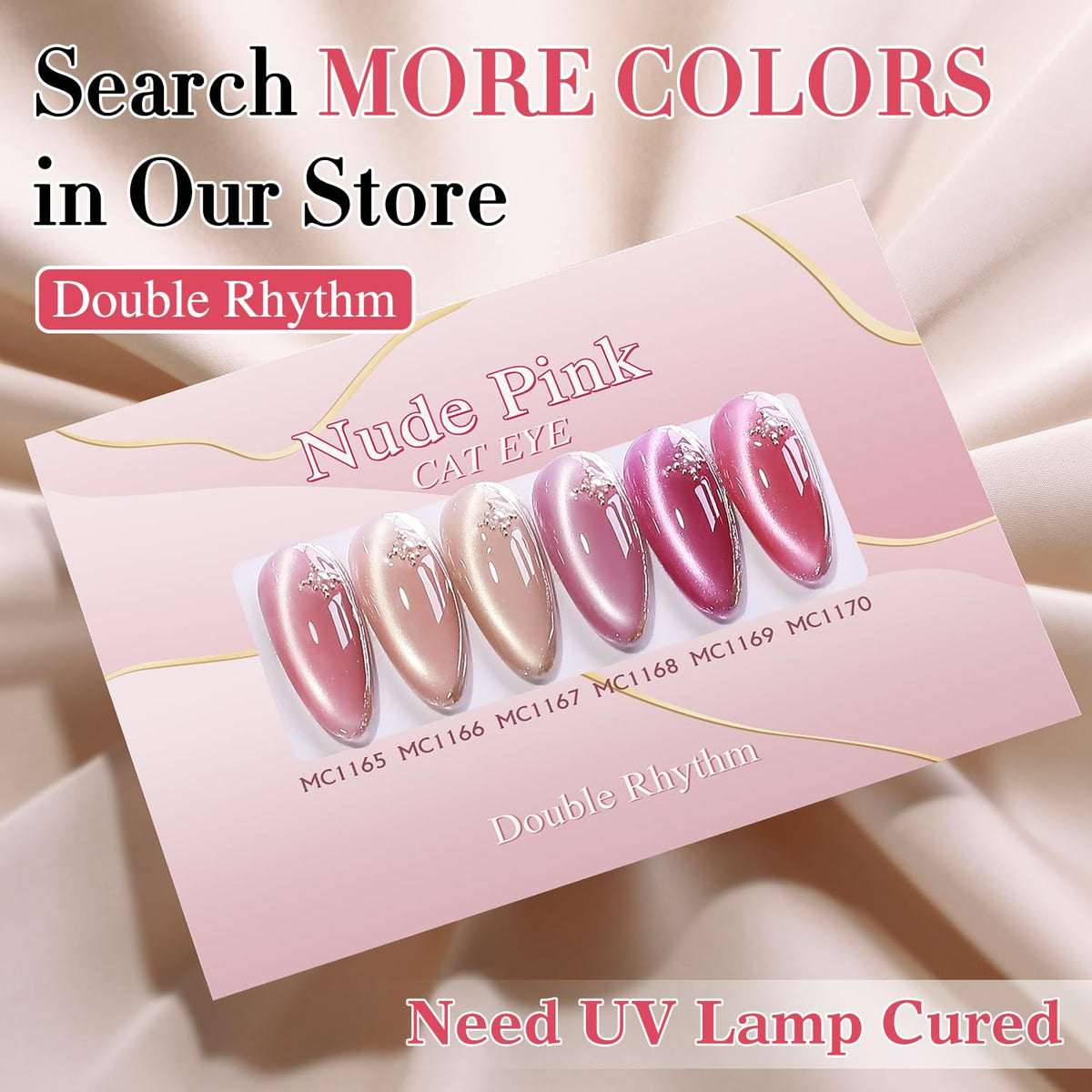 Double Rhythm Cat Eye Gel Polish 15ml Rose Red with holographic effect
