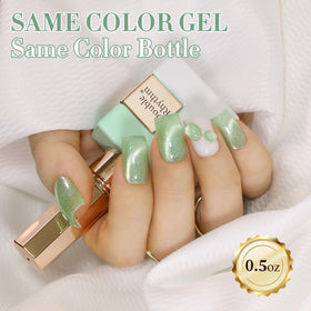 Double Rhythm Cat Eye Gel Polish 15ml Spring Green applied on nails
