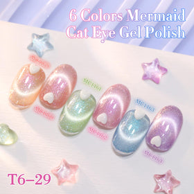 Double Rhythm Cat Eye Gel Polish 15ml Spring Green with various base colours