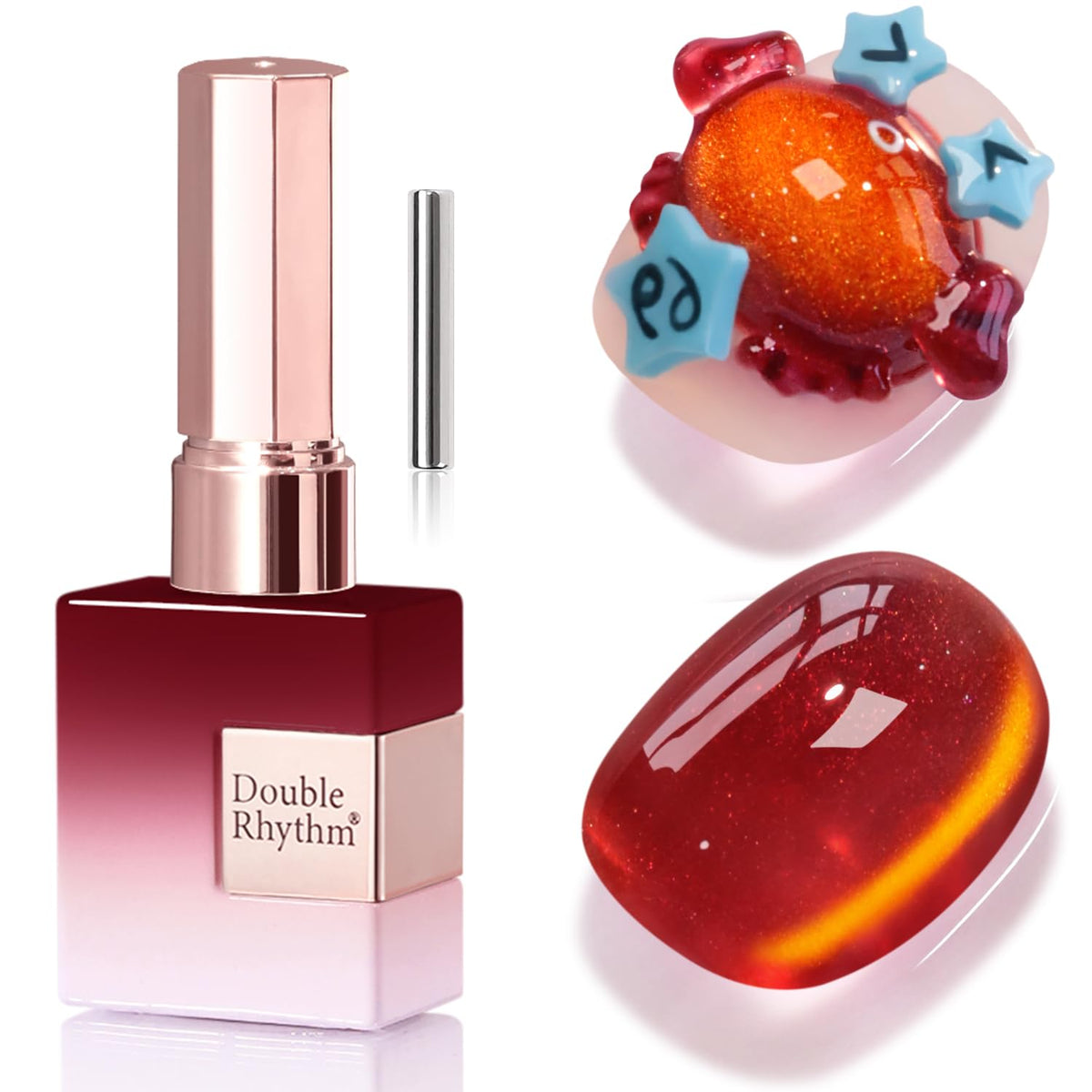 Double Rhythm Cat Eye Gel Polish 15ml Sunny Blood Red front view