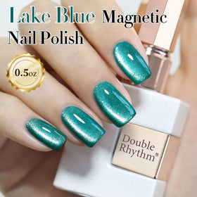 Double Rhythm Cat Eye Gel Polish 15ml teal bottle side view