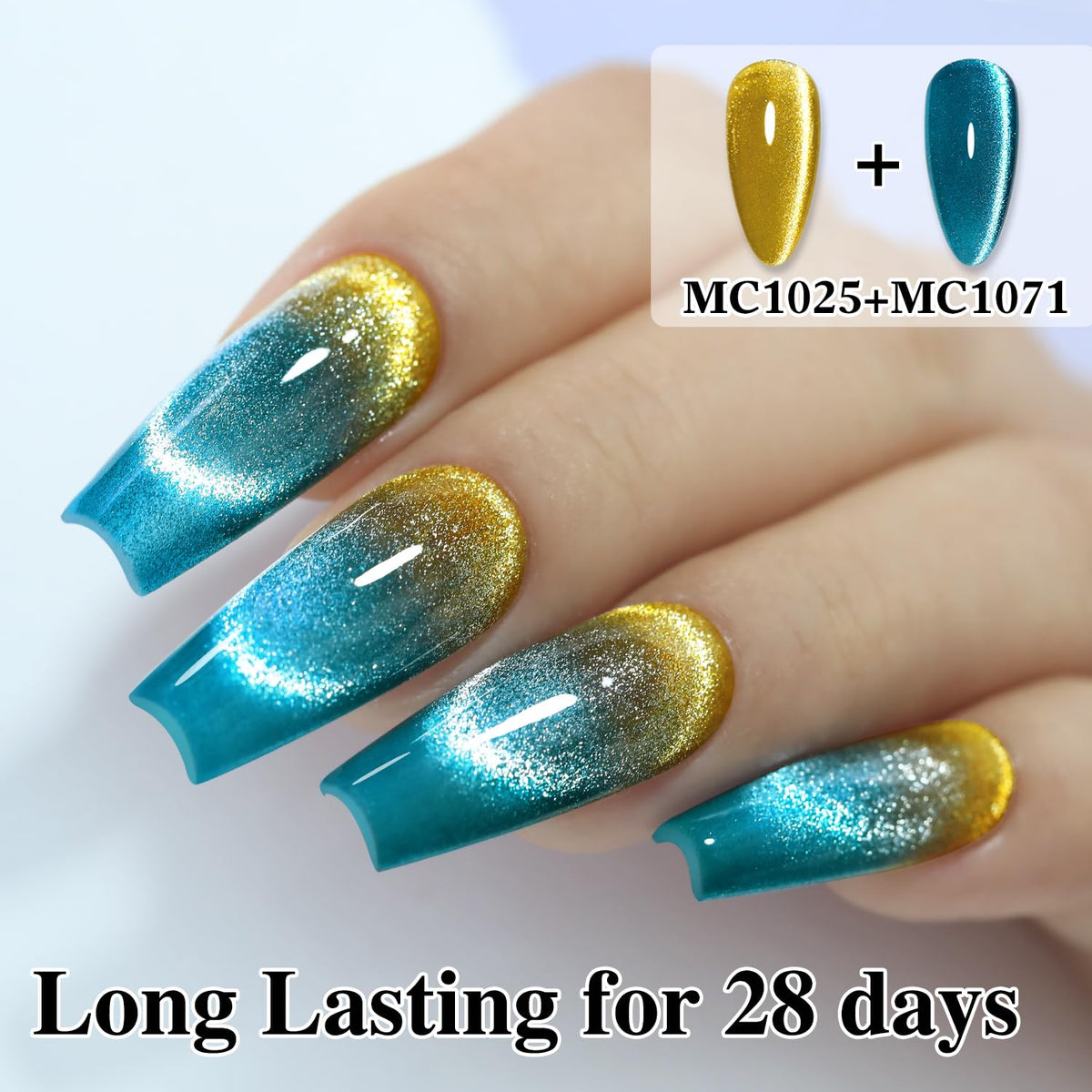 Double Rhythm Cat Eye Gel Polish 15ml teal colour application process