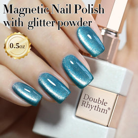 Double Rhythm Cat Eye Gel Polish 15ml teal colour bottle side view