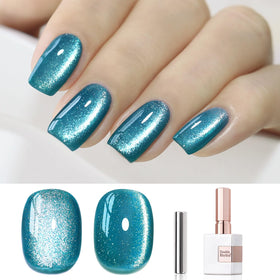 Double Rhythm Cat Eye Gel Polish 15ml teal colour front view