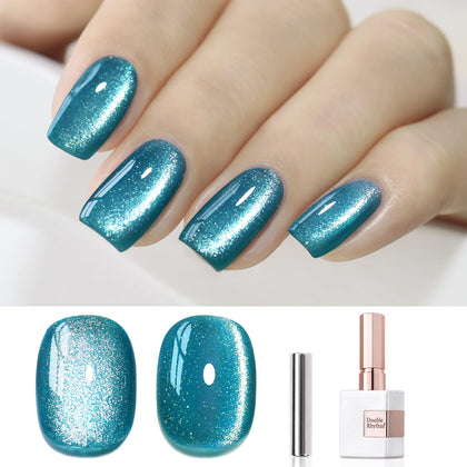 Double Rhythm Cat Eye Gel Polish 15ml teal colour front view