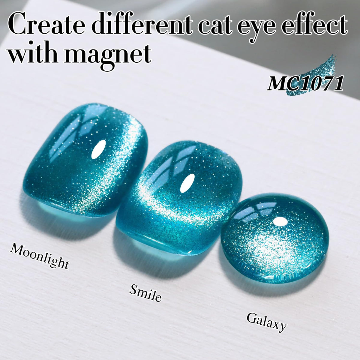 Double Rhythm Cat Eye Gel Polish 15ml teal colour with holographic glitter