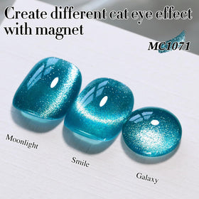 Double Rhythm Cat Eye Gel Polish 15ml teal colour with holographic glitter
