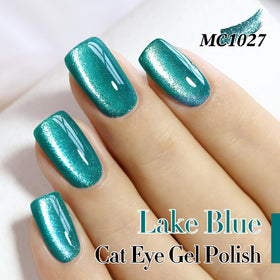Double Rhythm Cat Eye Gel Polish 15ml teal with glitter close-up