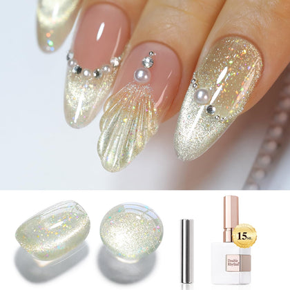 Double Rhythm Cat Eye Gel Polish 15ML with holographic glitter