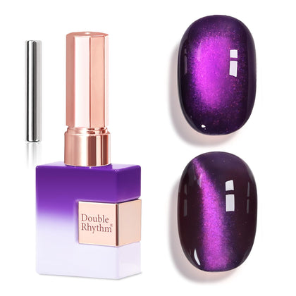 Double Rhythm Cat Eye Gel Polish 15ml with holographic glitter