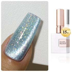 Double Rhythm Cat Eye Gel Polish 15ml with holographic glitter