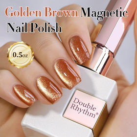 Double Rhythm Cat Eye Gel Polish 15ml with holographic glitter close-up