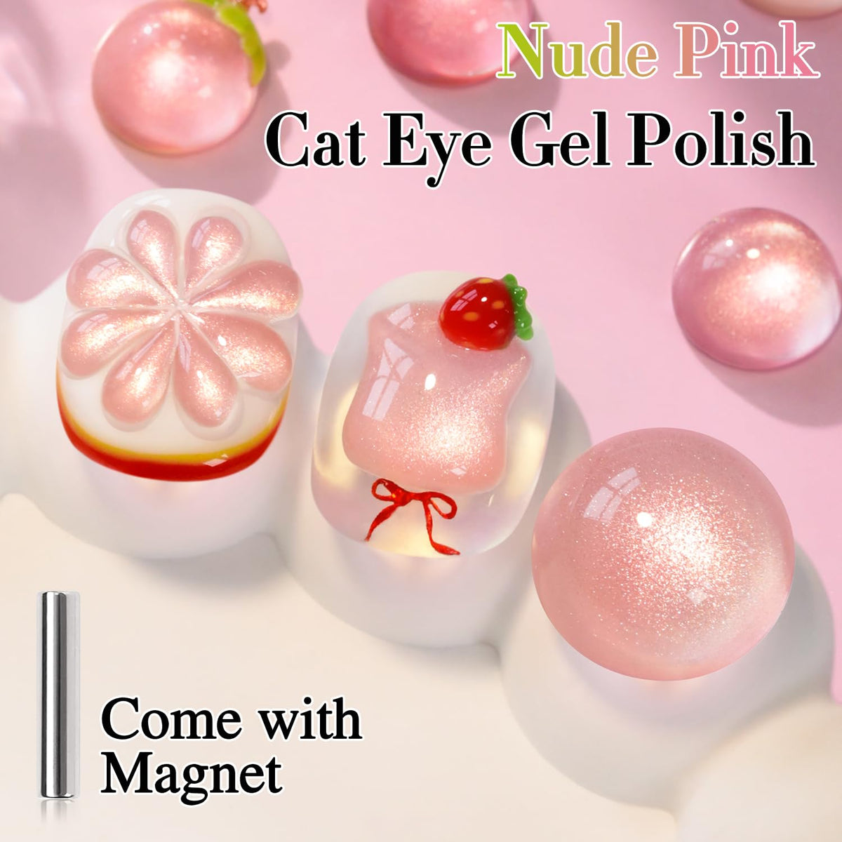 Double Rhythm Cat Eye Gel Polish 15ml with holographic glitter close-up