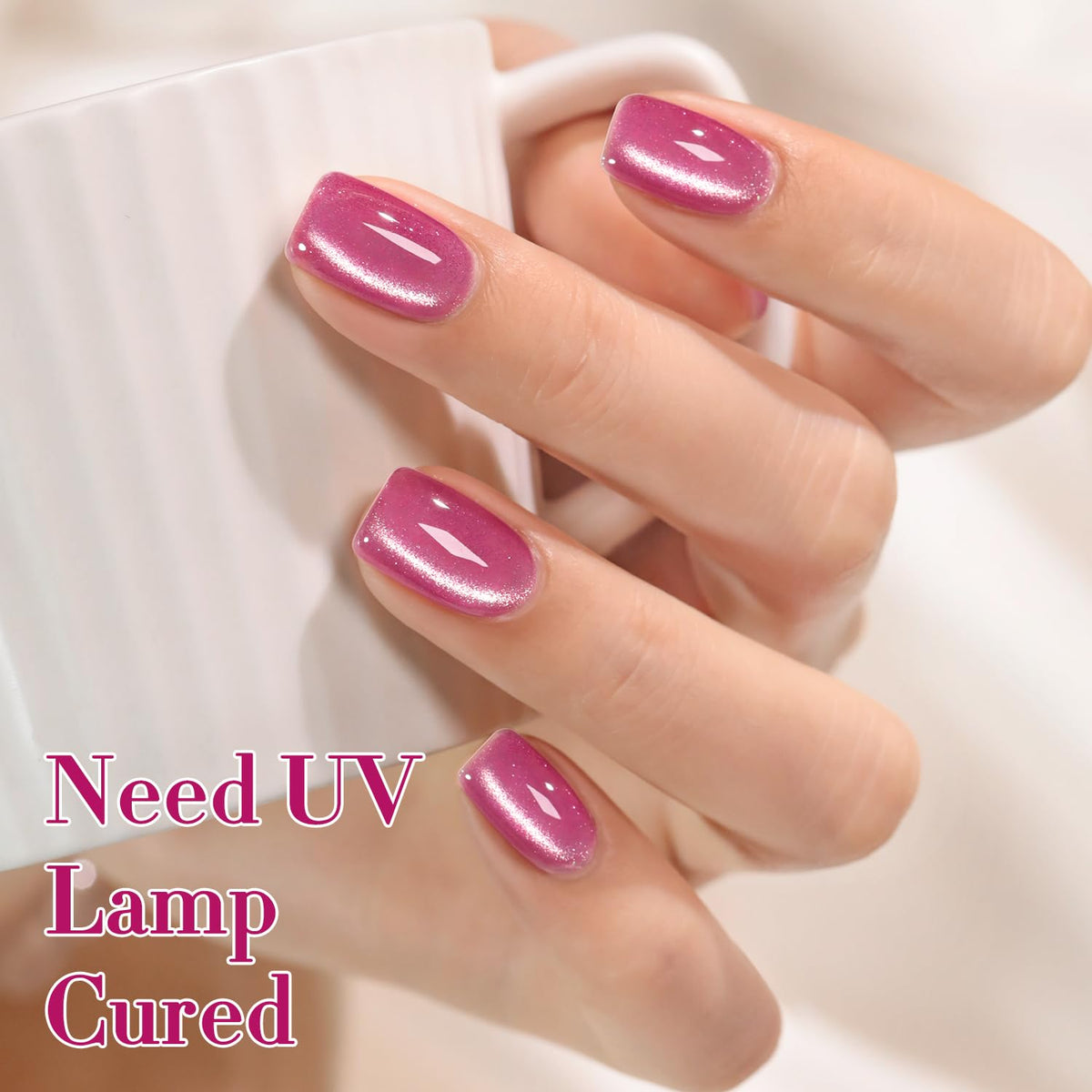 Double Rhythm Cat Eye Gel Polish 15ml with holographic glitter close-up