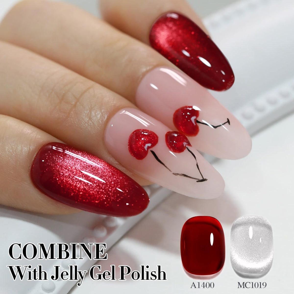 Double Rhythm Cat Eye Gel Polish applied on nails with cat eye effect