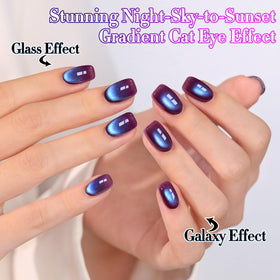 Double Rhythm Cat Eye Gel Polish applied on nails with cat eye effect