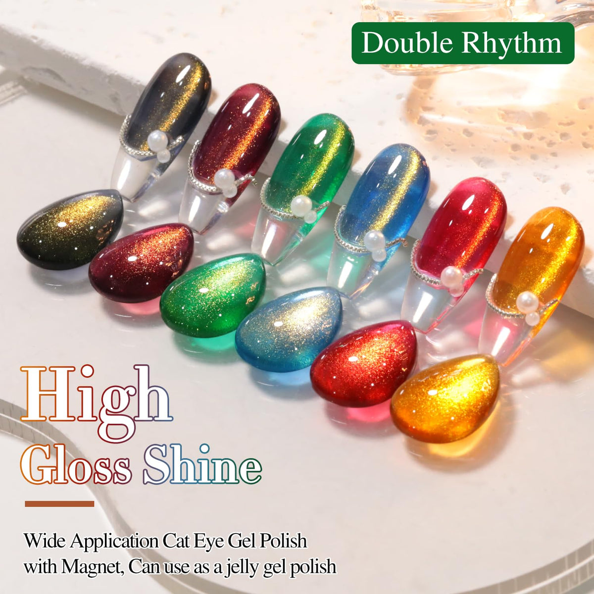 Double Rhythm Cat Eye Gel Polish being applied to nails