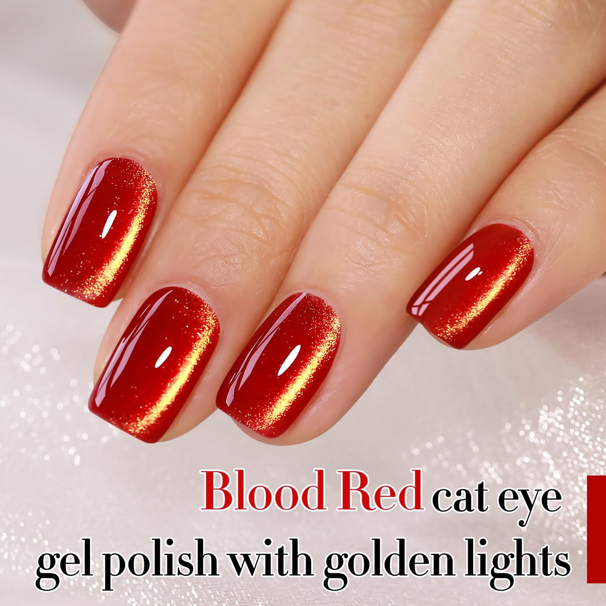 Double Rhythm Cat Eye Gel Polish Blood Red bottle side view