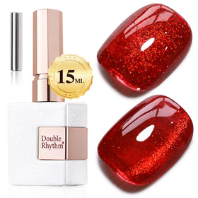 Double Rhythm Cat Eye Gel Polish Blood Red front view