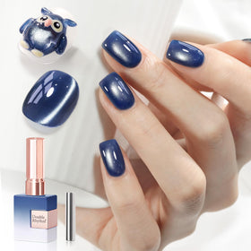 Double Rhythm Cat Eye Gel Polish Blue Coral front view